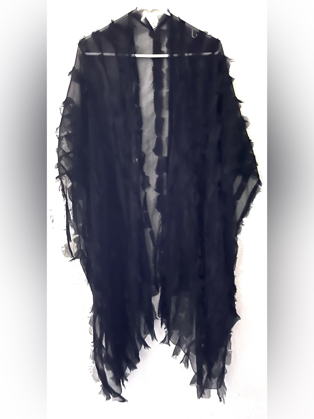 Vintage Sheer Black Ruffled Duster